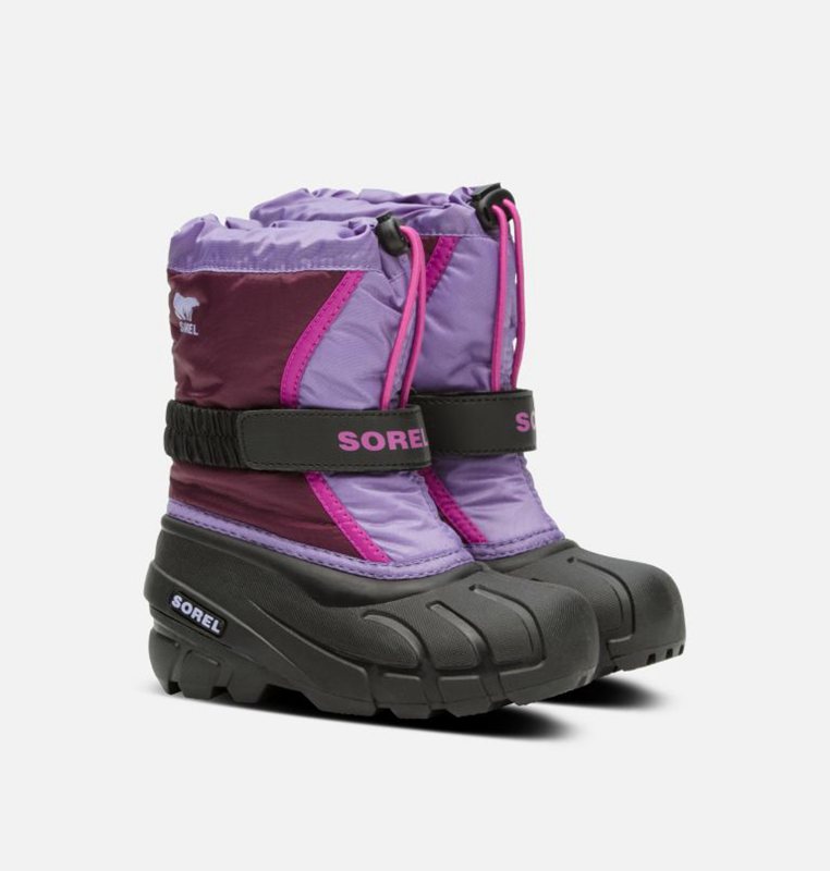 Kids Snow Boots Purple/Black - Sorel Childrens Flurry™ - 096537-TAS